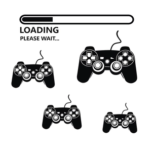 Gamer wall sticker with classic game controller icons and loading bar graphics