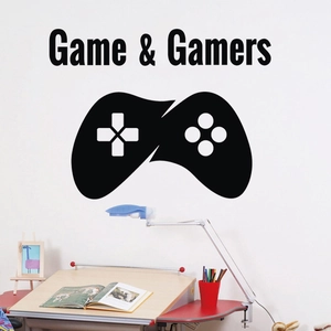 Modern black Game & Gamers wall sticker with game controller icon for room decor
