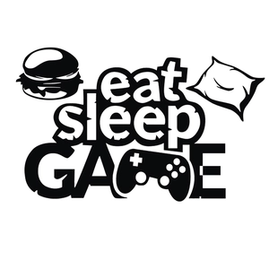 Minimalist eat sleep GAME wall decal featuring controller icons for game room decor