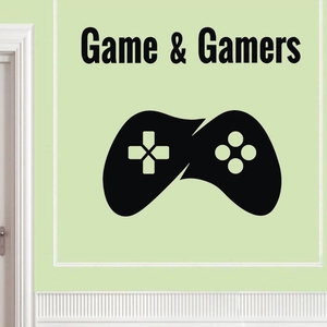 Black Game & Gamers wall decal with controller icon for gaming room wall decor