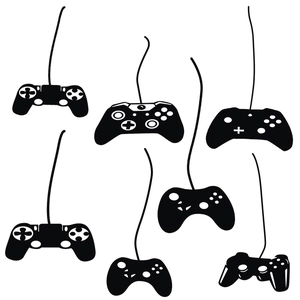 Set of black game controller wall decals for living room and kids bedroom decoration