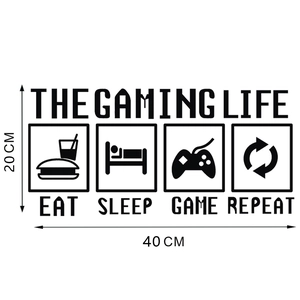 Detail of gaming life wall sticker with dimensions 40x20cm on white background