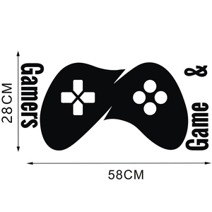 Detailed vinyl wall sticker dimensions 58cm x 28cm showing gamer controller design
