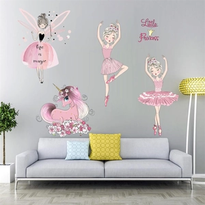 Nursery wall stickers featuring ballet girls, a unicorn, and Little Princess lettering