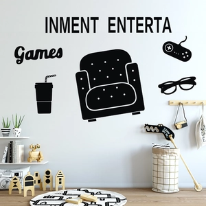 Modern black game controller and sofa wall decals for living room and nursery wall decor