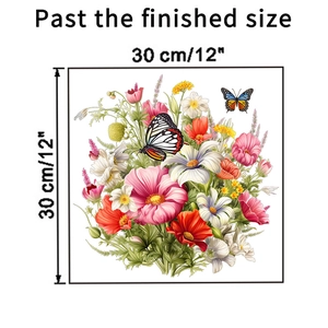 Détail du sticker mural autocollant motif fleurs et papillons, dimensions 30x30 cm