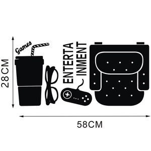 Detail view of video game silhouette wall sticker with dimensions 58cm by 28cm