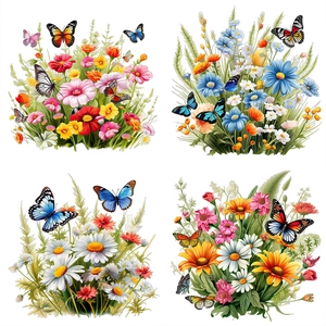 Stickers muraux autocollants avec papillons et fleurs colorées pour décorer la maison