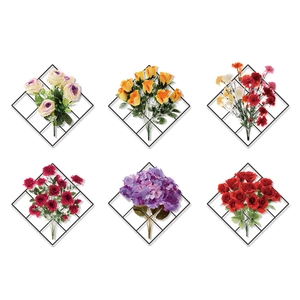 Modern floral wall stickers with colorful roses and grid frames for living room decor