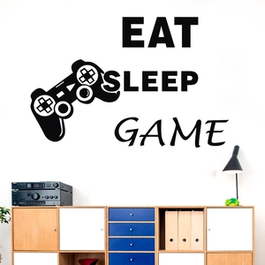 Eat Sleep Game Wandtattoo mit Controller-Silhouette für Wohnzimmer-Dekoration