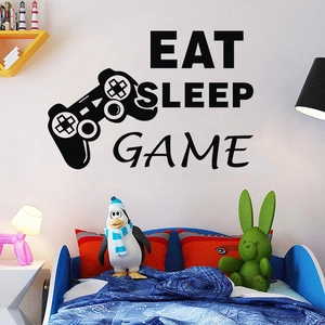 Eat Sleep Game Wandtattoo mit Controller-Design für die Dekoration von Kinderzimmern