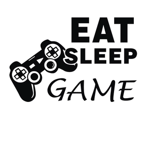 Eat Sleep Game Wandtattoo mit schwarzem Controller-Symbol für Spielzimmer Dekoration