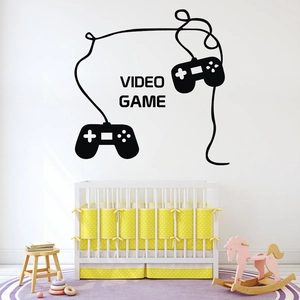 Video game controller wall decal silhouette for kids bedroom and gaming room decor