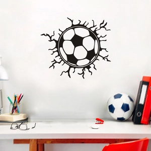 Adesivo murale 3D calcio che rompe il muro per decorazione camera dei bambini