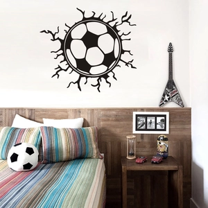 Adesivo murale 3D calcio con effetto muro rotto per decorazione camera bambini