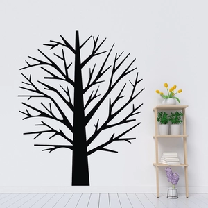 Minimalist black vinyl wall sticker of a round tree silhouette for modern home decor