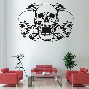 Halloween tribal skull vinyl wall decal set for modern living room home decor