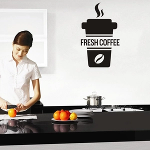 Modern fresh coffee cup vinyl wall sticker silhouette for kitchen and dining decor