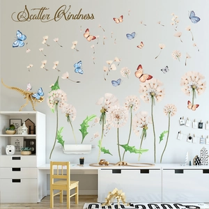 Dandelion Butterfly Wall Stickers With Scatter Kindness Quote PVC Waterproof Removable Decals For Kids Room Home Decor