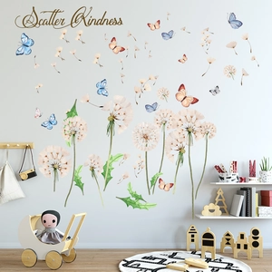 Dandelion and butterfly wall stickers with Scatter Kindness quote for room decoration