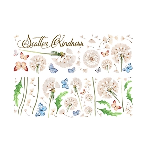 Watercolor dandelion and butterfly wall sticker with Scatter Kindness typography