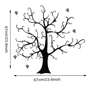 Black tree and butterflies vinyl wall decal sticker measuring 57x57cm for home decor
