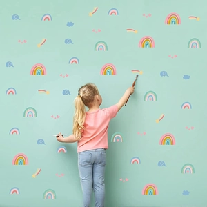 Rainbow and baby elephant wall stickers for nursery and children room decoration