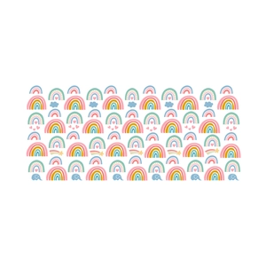 Rainbow wall decal with cartoon elephants and stars for kids' bedroom wall decoration