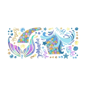 Mermaid bubble wall stickers set with scales sea horse and shells for kids room