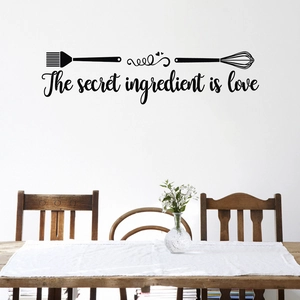 The Secret Ingredient Is Love Kitchen Wall Sticker Waterproof PVC Decal Kitchenware Whisk Brush Pattern Home Decor Art