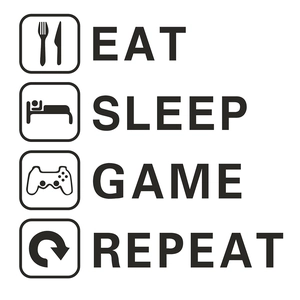 Sticker mural minimaliste Eat Sleep Game Repeat pour déco de chambre de gamer moderne