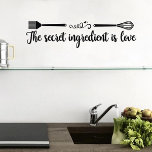 Creative kitchen wall sticker with whisk and oil brush graphics and love quote