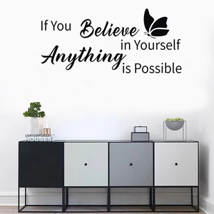 Detail of butterfly and 'If You Believe in Yourself' motivational vinyl wall sticker