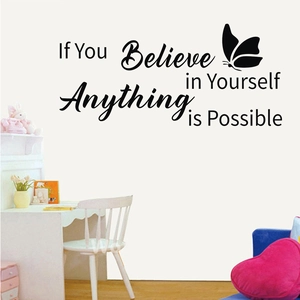 Inspirational If You Believe in Yourself wall sticker with butterflies for home office decor