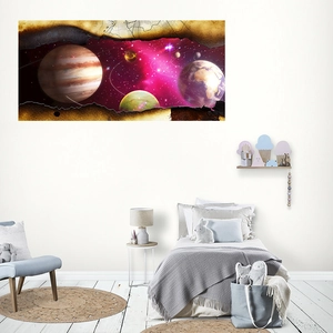 3D Space Galaxy wall stickers with Jupiter and Earth planets for children room decor