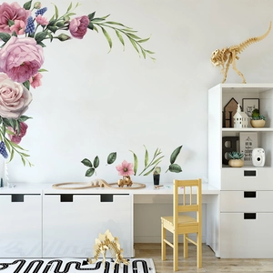 Pegatinas de pared de peonías y rosas autoadhesivas para salón y dormitorio decor