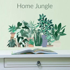 Home Jungle green leaf wall stickers with monstera and nordic plants for home decor