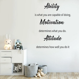 Sticker mural minimaliste en vinyle avec des citations de motivation en anglais noir