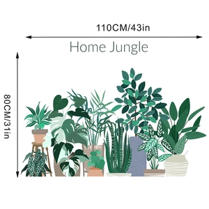 Detailed dimensions of Home Jungle tropical plant wall stickers 110cm x 80cm