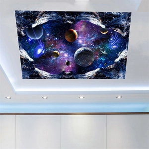 Detail of 3D galaxy wall sticker showing realistic planet design and nebula effect