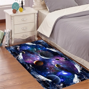 3D outer space galaxy area rug with stars and planets for bedroom home decoration