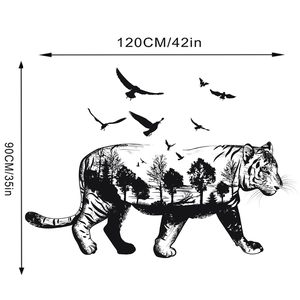 Tiger silhouette wall sticker with forest landscape detail measuring 120cm by 90cm