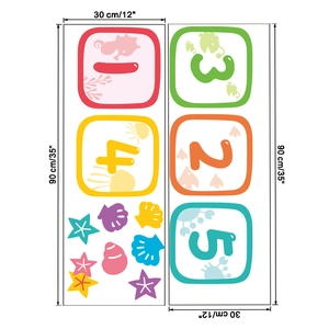 Detail of marine life numbers 1-5 wall stickers for children, ocean theme set 30x90cm