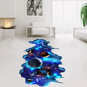 3D Galaxy Starry Sky Wall and Floor Sticker with Outer Space Universe View
