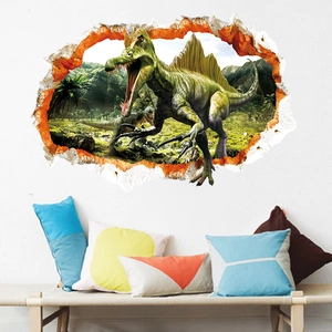 3D Spinosaurus wall sticker with broken wall effect for realistic kids room decor