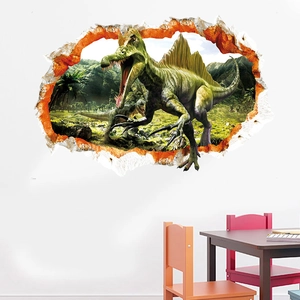 3D spinosaurus wall sticker breaking through wall for kids bedroom and living room decor