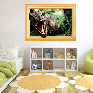 3D T-Rex Wald Wandaufkleber mit Brucheffekt für Kinderzimmer und Heimdekoration