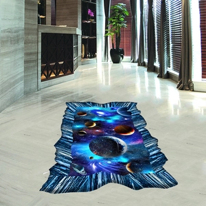 Detail showing 3D starry sky wall sticker with planets and irregular jagged edges