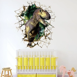 3D T-Rex Wandtattoo mit realistischem Mauerdurchbruch für Kinderzimmer Deko
