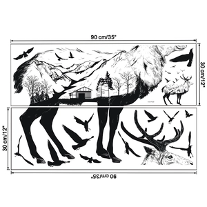 DIY elk and forest silhouette wall sticker sheets measuring 30x90cm in black finish